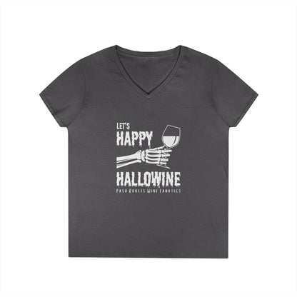 Let's Happy Hallowine Ladies V-Neck Tee