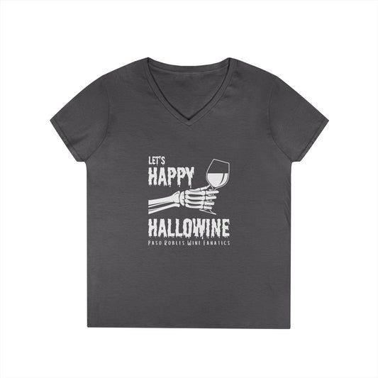 Let's Happy Hallowine Ladies V-Neck Tee
