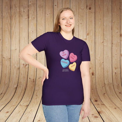 Wine Conversation Hearts Unisex Softstyle T-Shirt