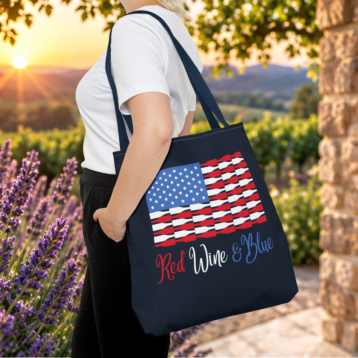 Red Wine & Blue Independence Day Personalized Tote Bag