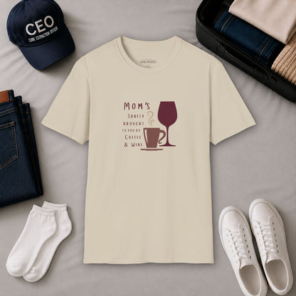 Mom's sanity brought to you by Coffee & Wine Crewneck Tee