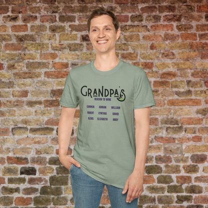 Grandpa's Reason To Wine Personalized Crew Neck T-Shirt