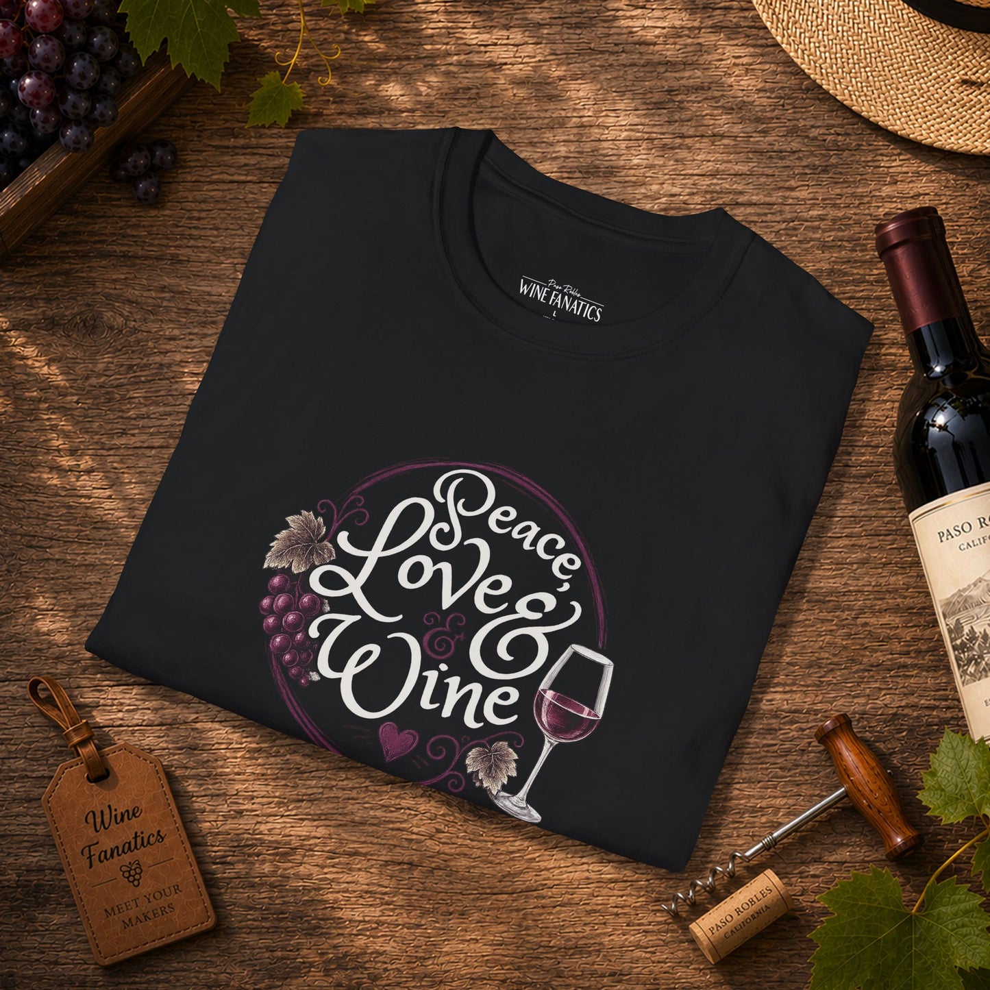 Peace, Love & Wine Crewneck Tee