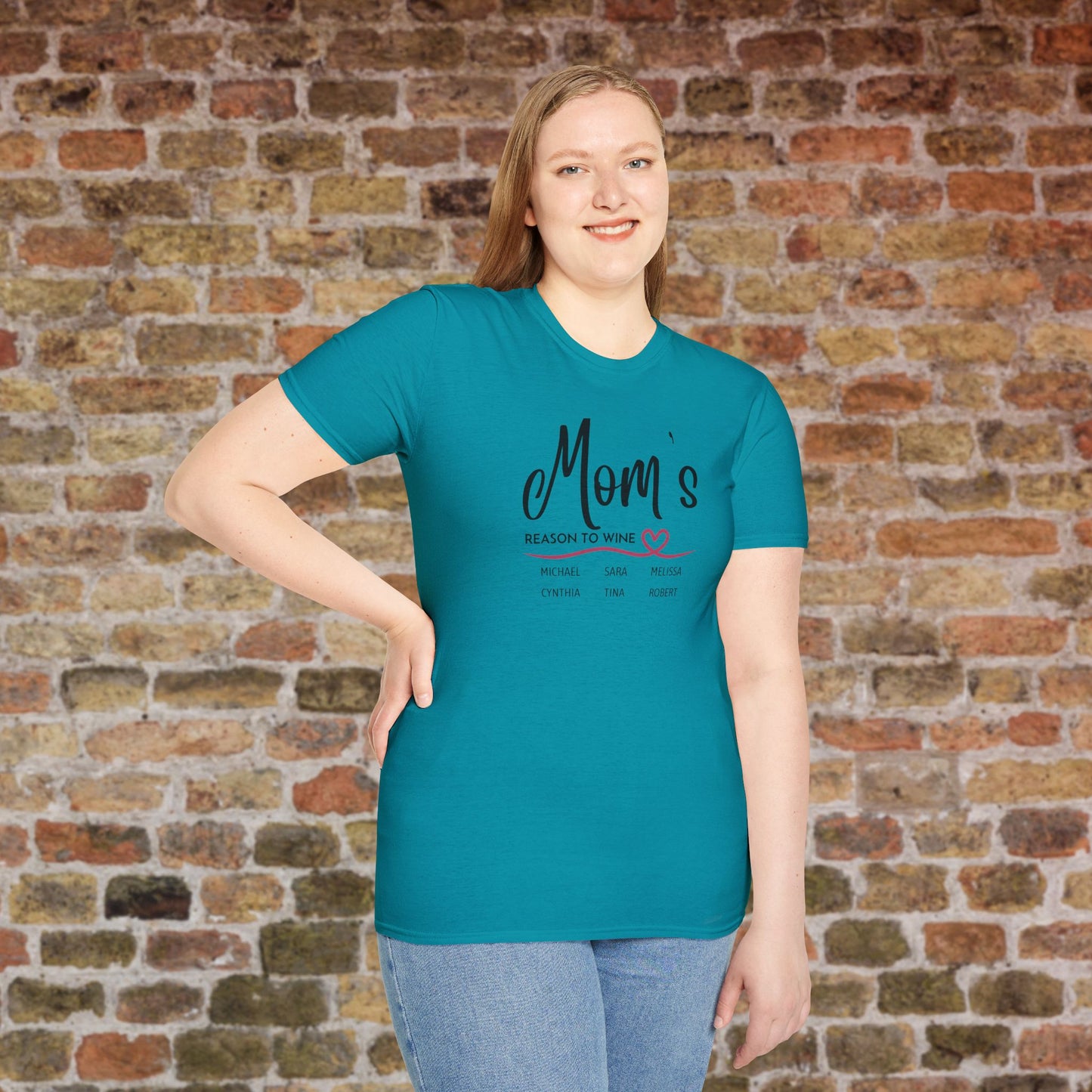 Mom's Reason To Wine Personalized Crew Neck Tee