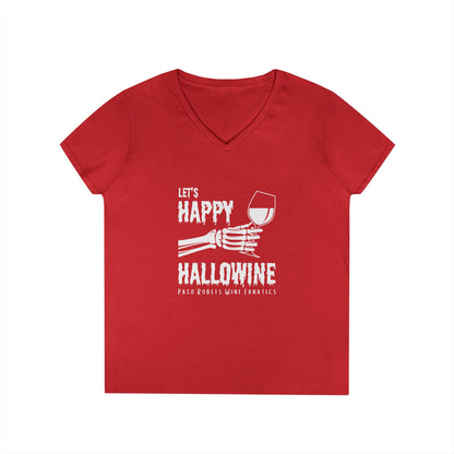Let's Happy Hallowine Ladies V-Neck Tee