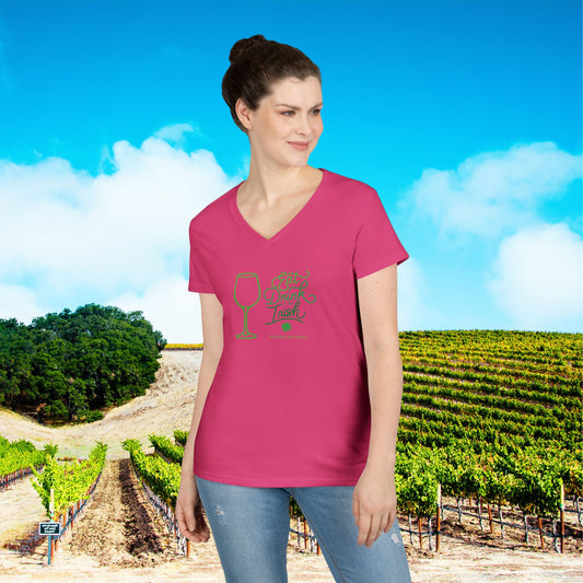 Eat Drink and be Irish Ladies V-Neck Tee