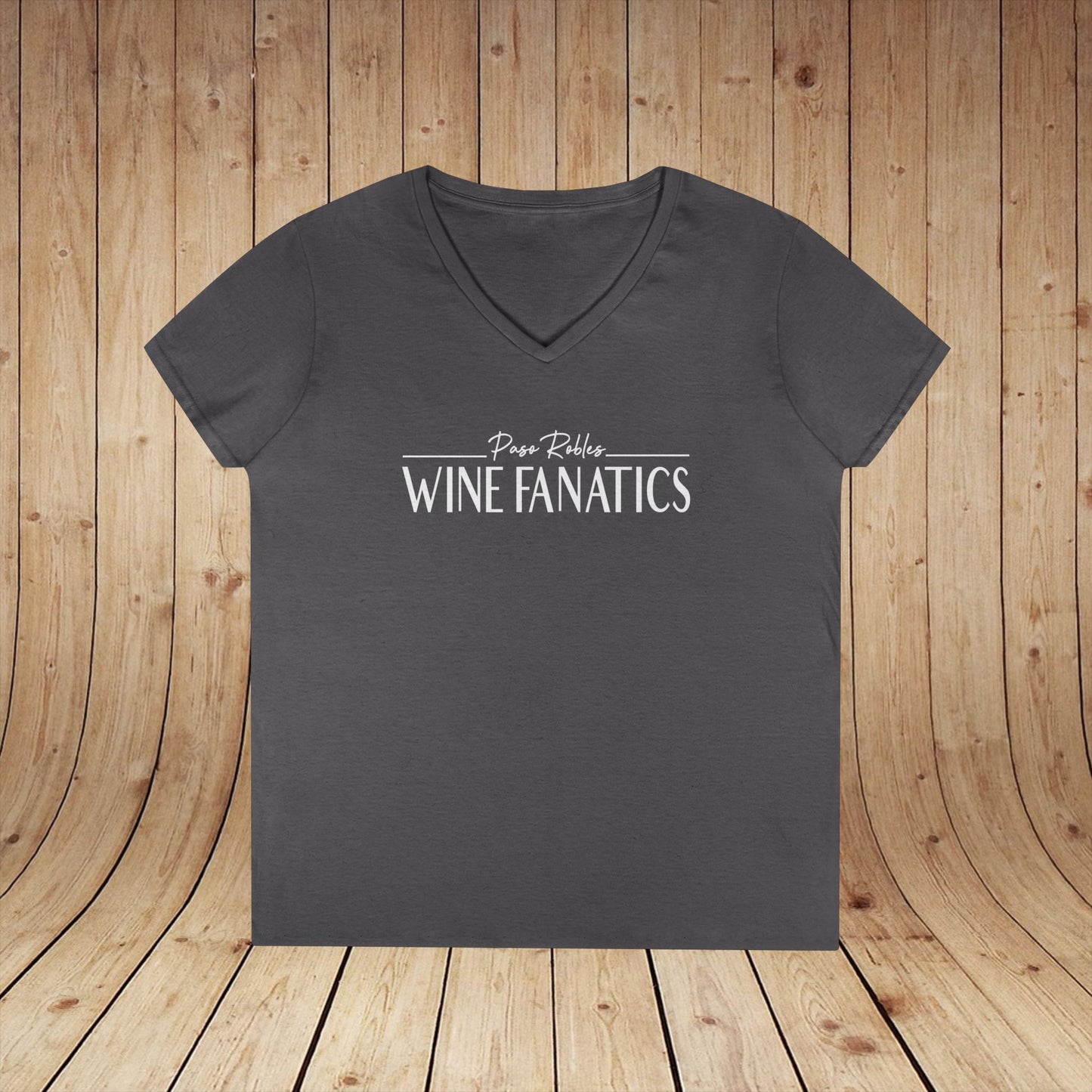 Paso Robles Wine Fanatics Logo Ladies V-Neck Tee