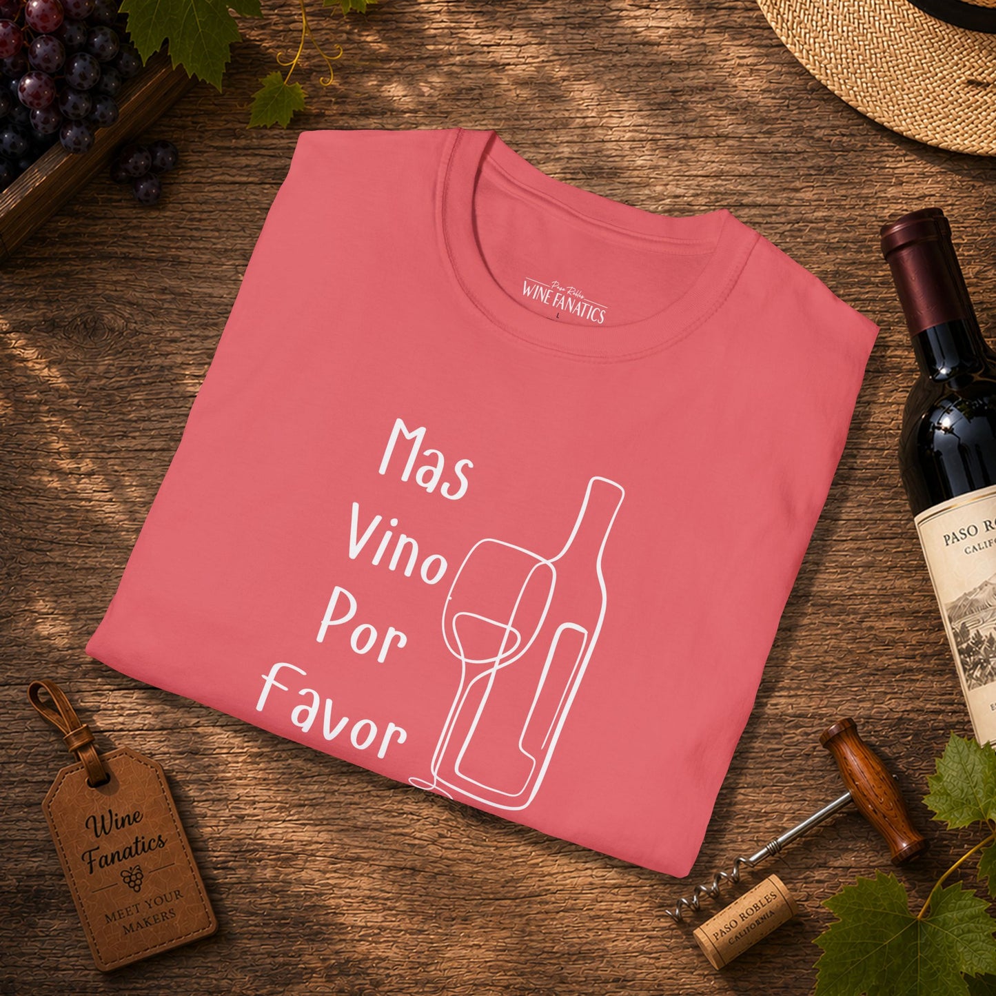 Mas Vino Por Favor Crewneck Tee