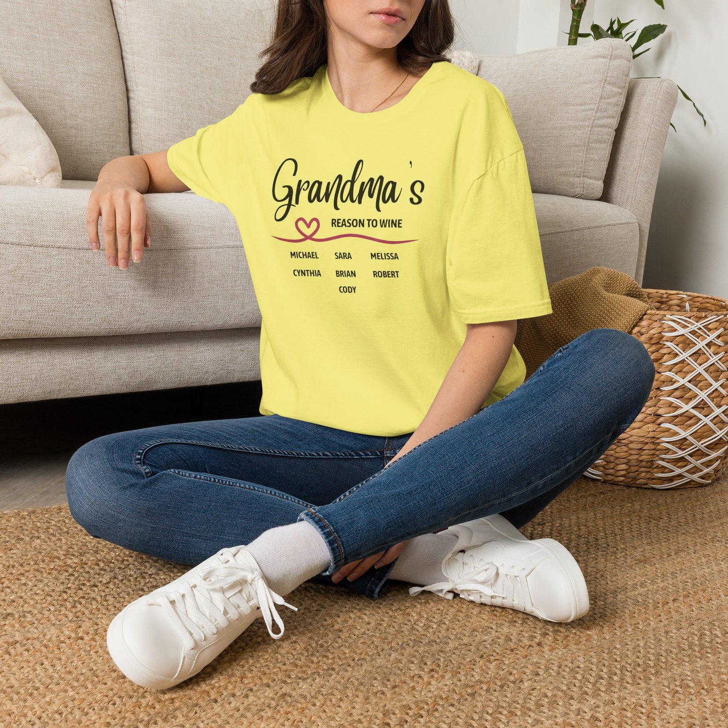 Grandma's Reason To Wine Personalized Crew Neck T-Shirt