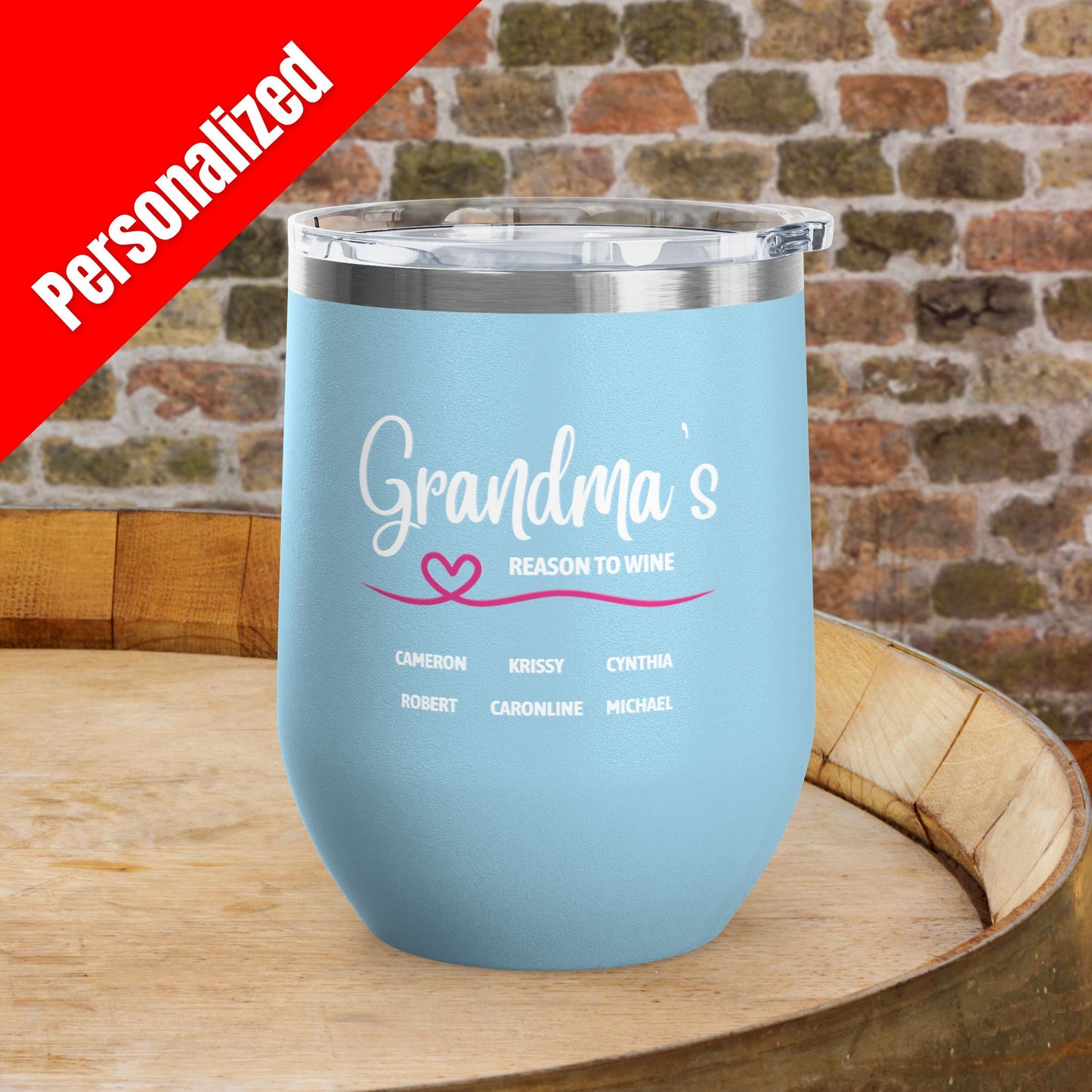 Grandma's Reason To Wine Personalized 12oz Wine Tumbler