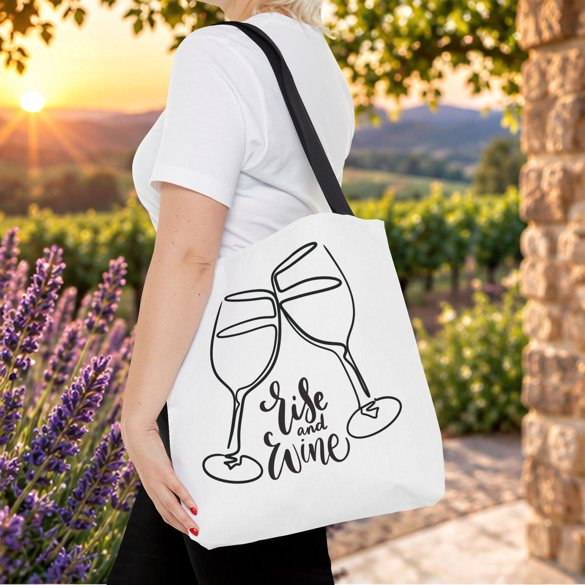 Rise & Wine Personalized Tote Bag
