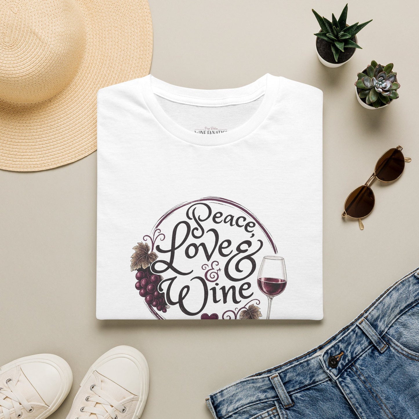 Peace, Love & Wine Crewneck Tee