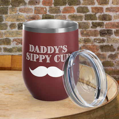 Daddy's Sippy Cup (mustache) Personalized 12oz Wine Tumbler