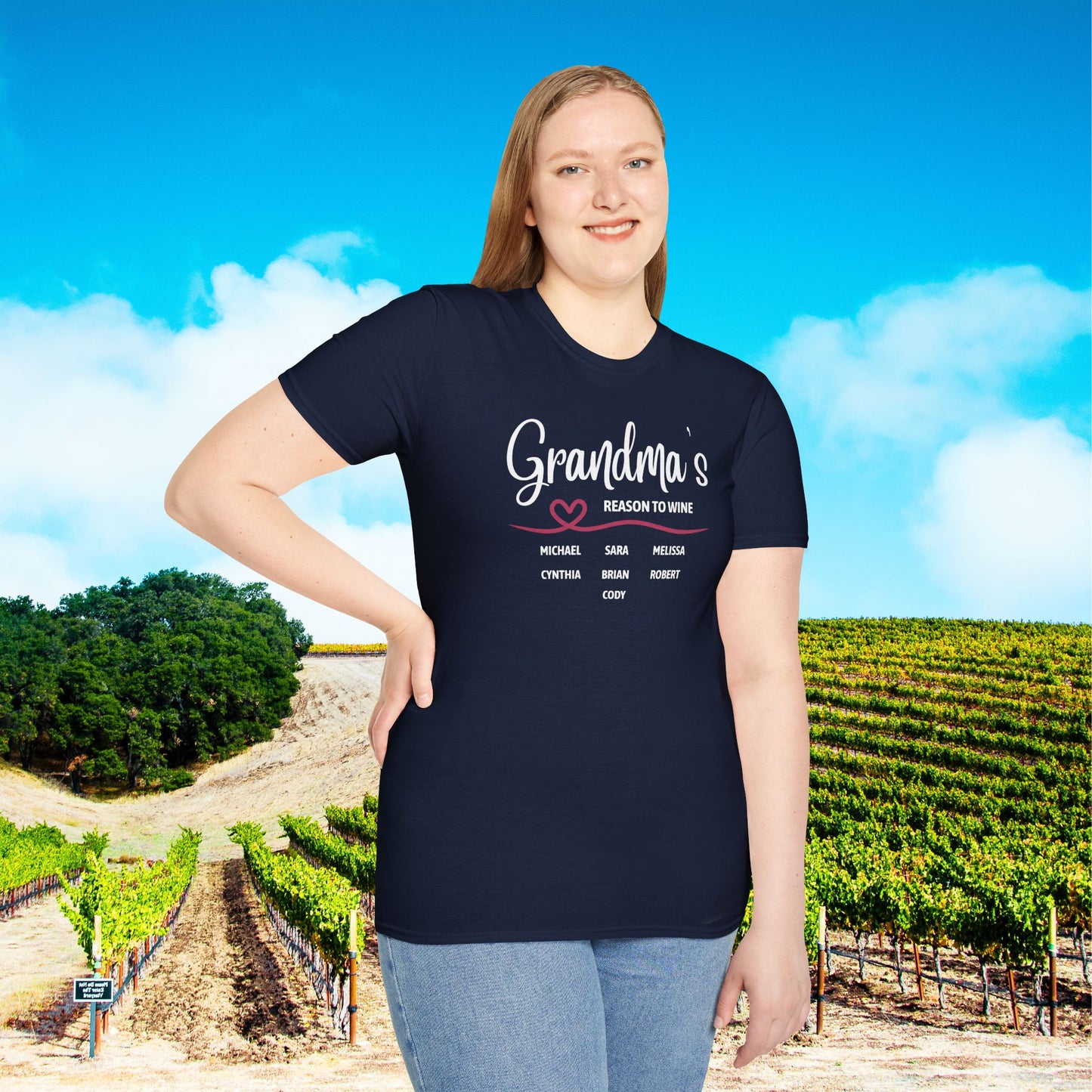 Grandma's Reason To Wine Personalized T-Shirt