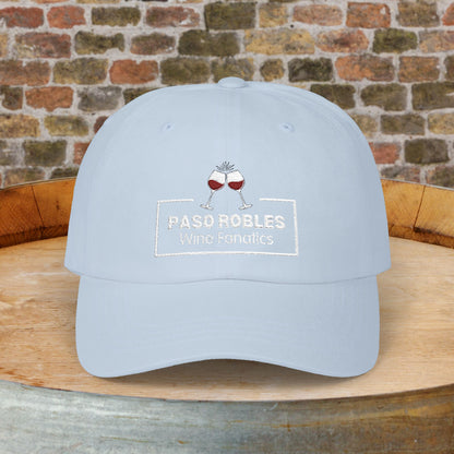 Paso Robles Wine Fanatics Toast Embroidered White Banner Cap