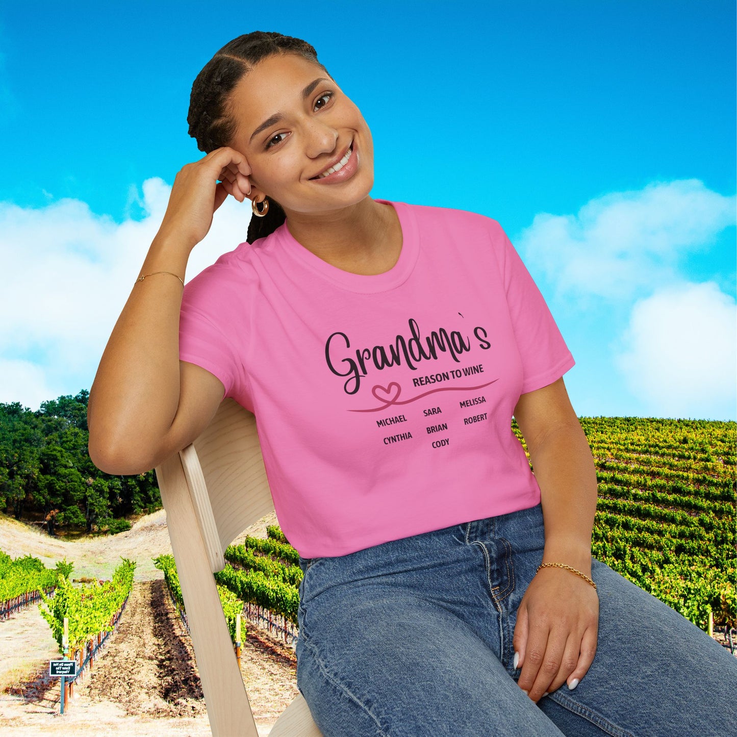 Grandma's Reason To Wine Personalized T-Shirt
