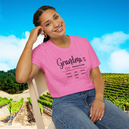 Grandma's Reason To Wine Personalized T-Shirt