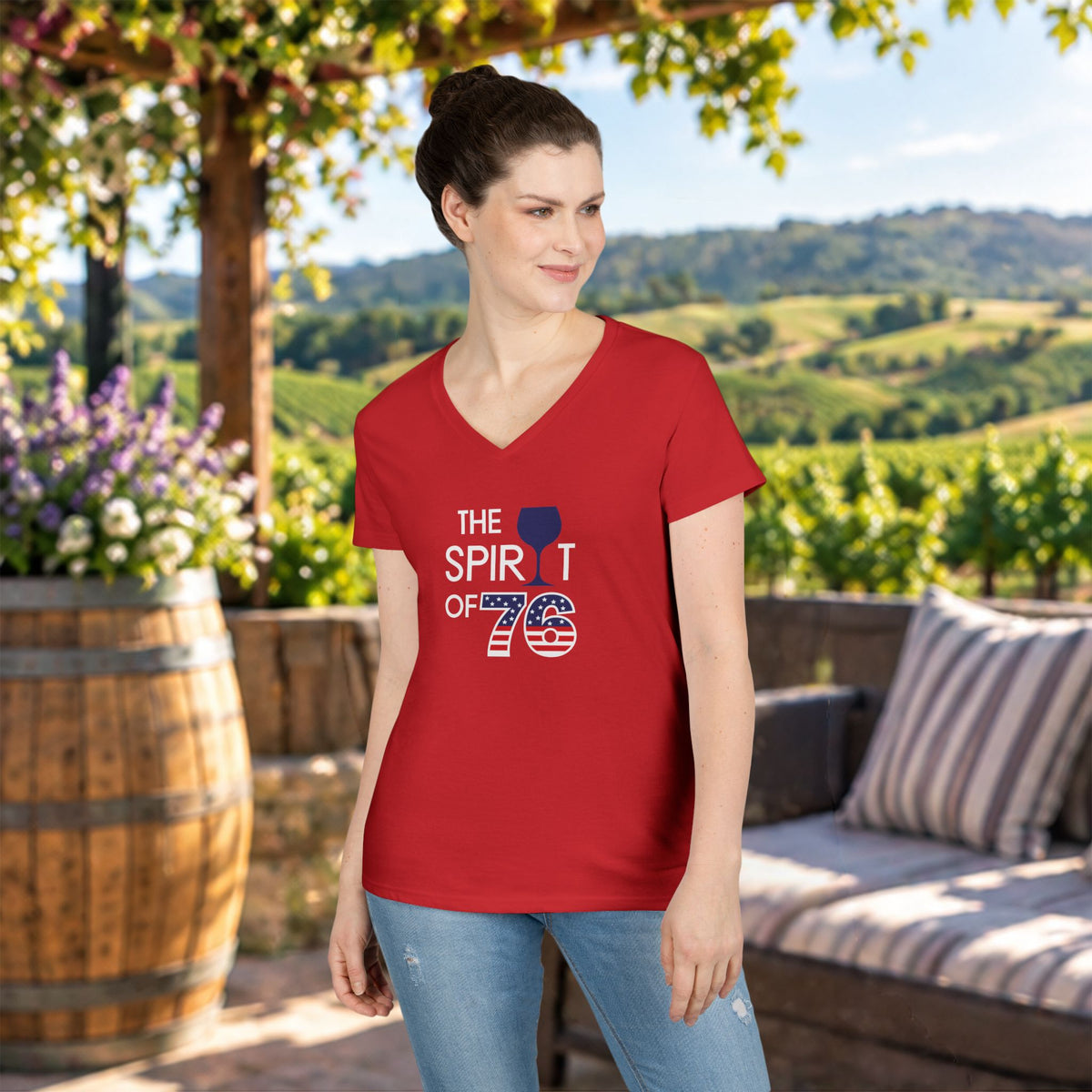 The Spirit of 76 Independence Day Ladies V-Neck Tee