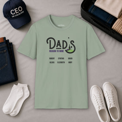 Dad's Reason To Wine Personalized Crew Neck T-Shirt