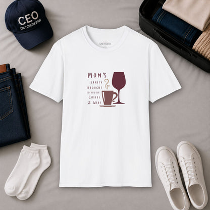 Mom's sanity brought to you by Coffee & Wine Crewneck Tee