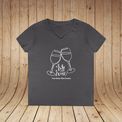 Rise & Wine Ladies V-Neck Tee