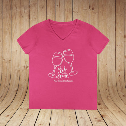 Rise & Wine Ladies V-Neck Tee