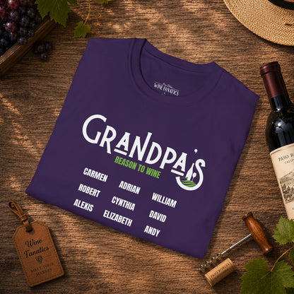 Grandpa's Reason To Wine Personalized Crew Neck T-Shirt