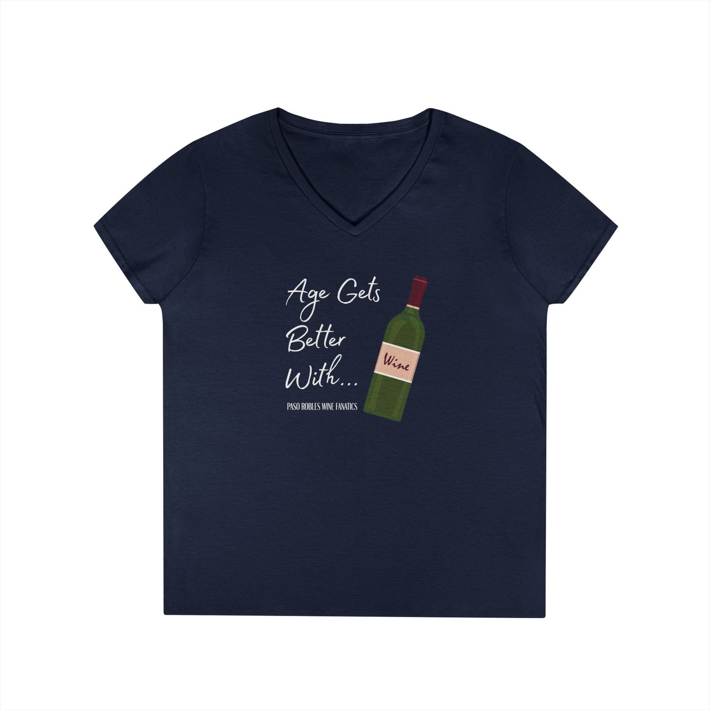 Age Gets Better With Wine Ladies V-Neck Tee