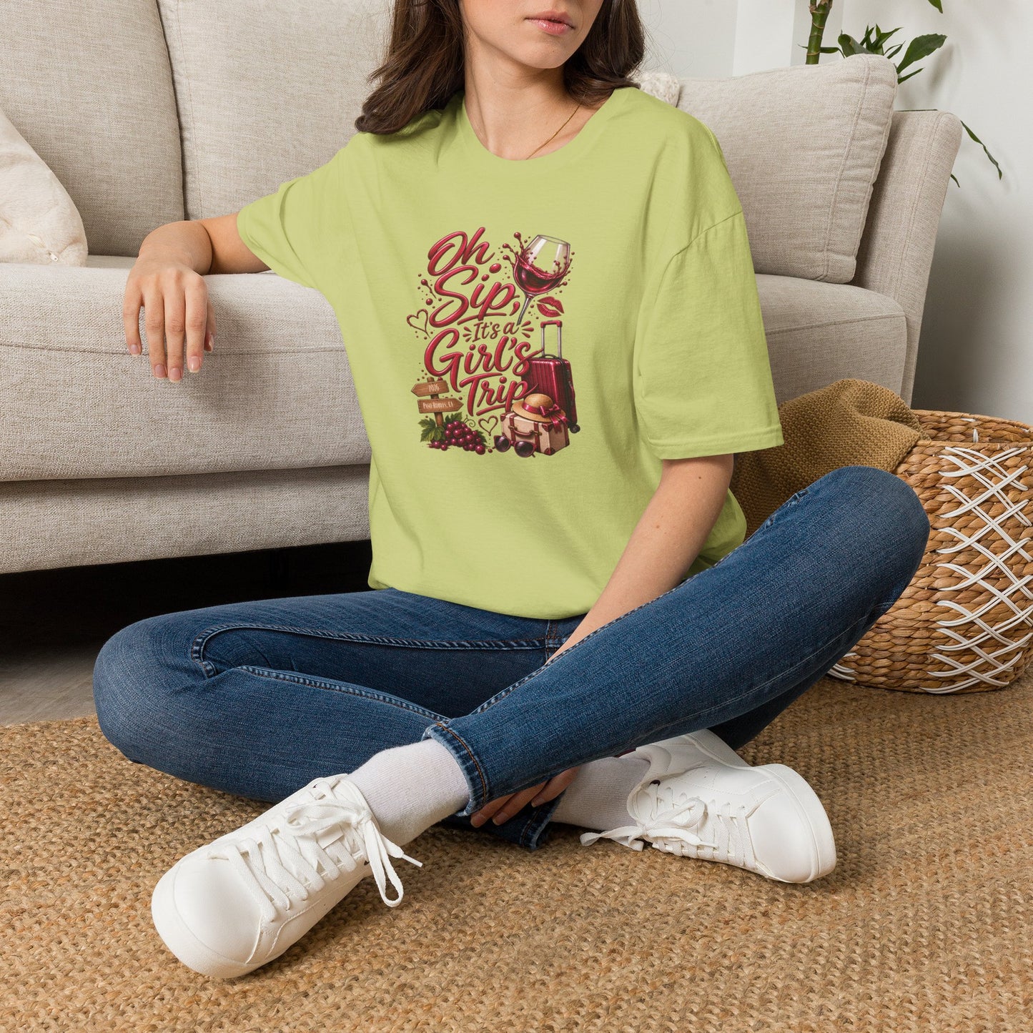 Oh Sip It's A Girl's Trip Personalized Crewneck Tee