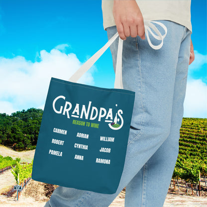 Grandpa's Reason To Wine Personalized Tote Bag