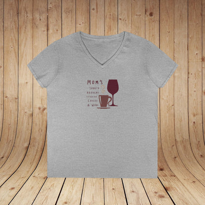 Mom's sanity brought to you by Coffee & Wine Ladies V-Neck Tee