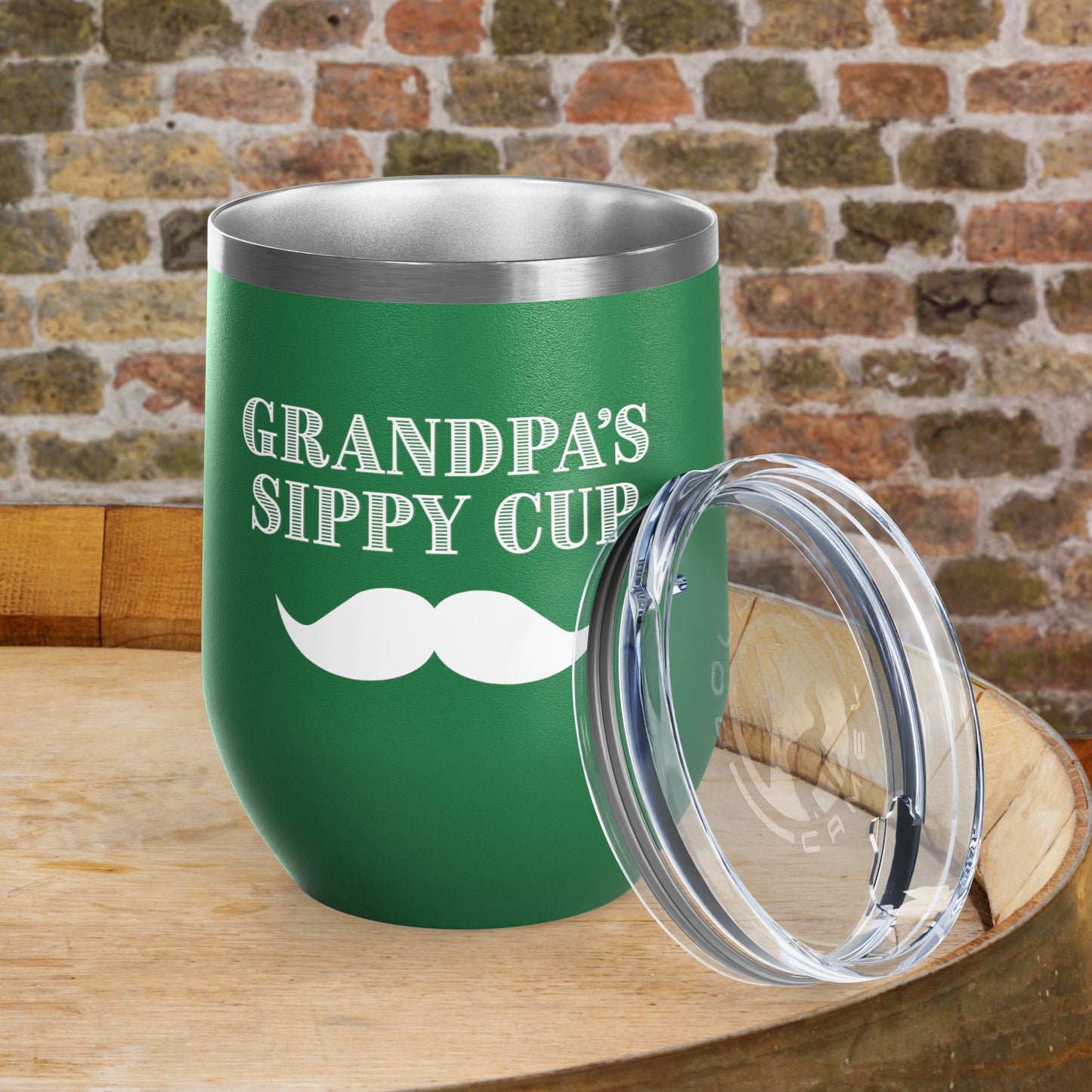 Grandpa's Sippy Cup (mustache) Personalized 12oz Wine Tumbler