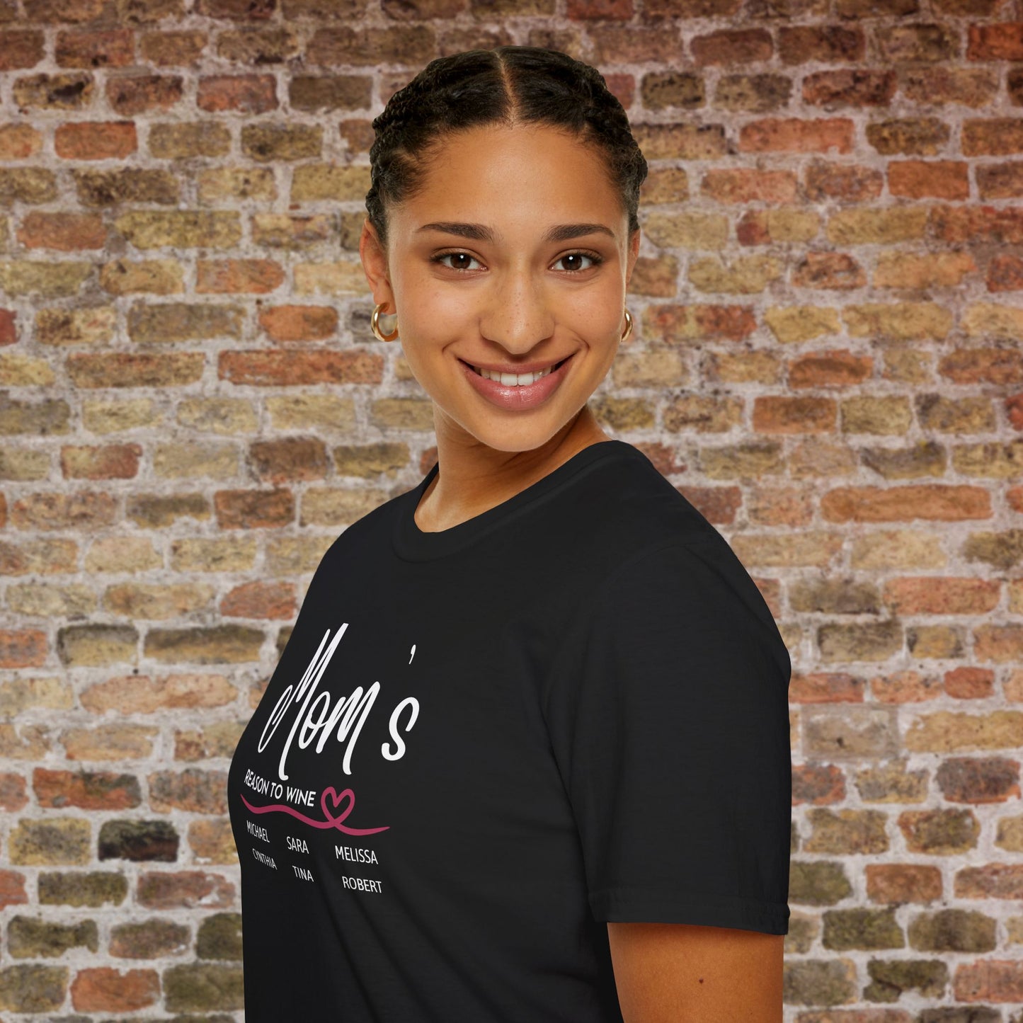 Mom's Reason To Wine Personalized Crew Neck Tee