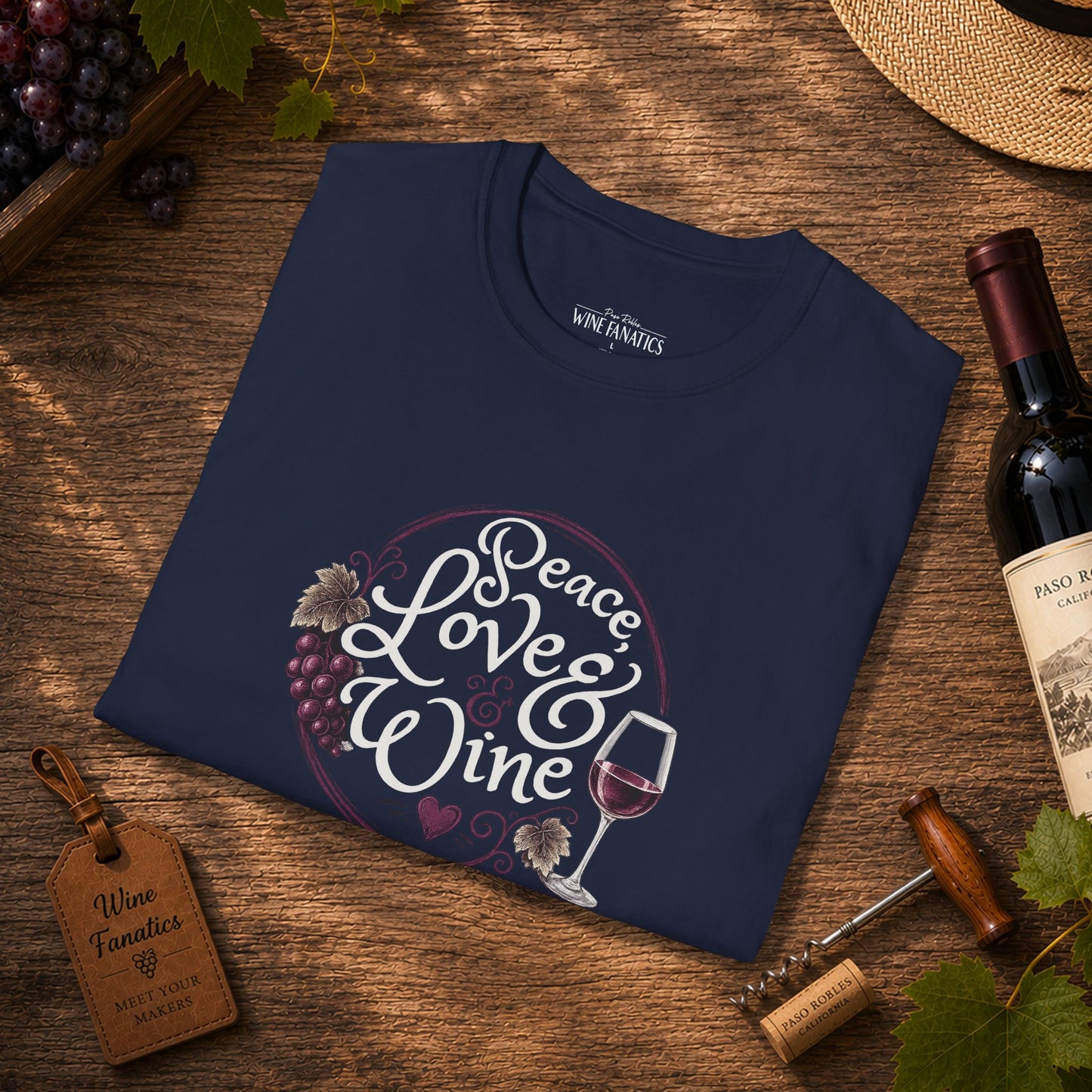 Peace, Love & Wine Crewneck Tee