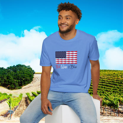 Red Wine & Blue Independence Day Unisex Softstyle T-Shirt