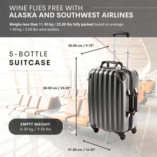 VinGardeValise Luggage - Piccolo 5 Bottle Suitcase (with or without Paso Robles Wine Fanatics logo)