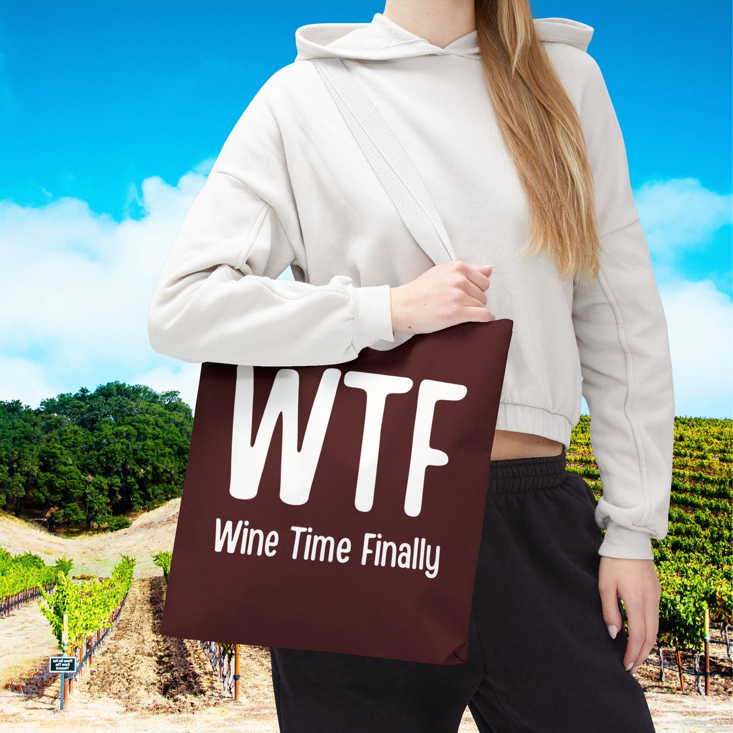 WTF Wine Time Finally Tote Bag