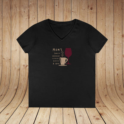 Mom's sanity brought to you by Coffee & Wine Ladies V-Neck Tee