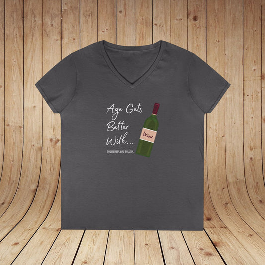Age Gets Better With Wine Ladies V-Neck Tee