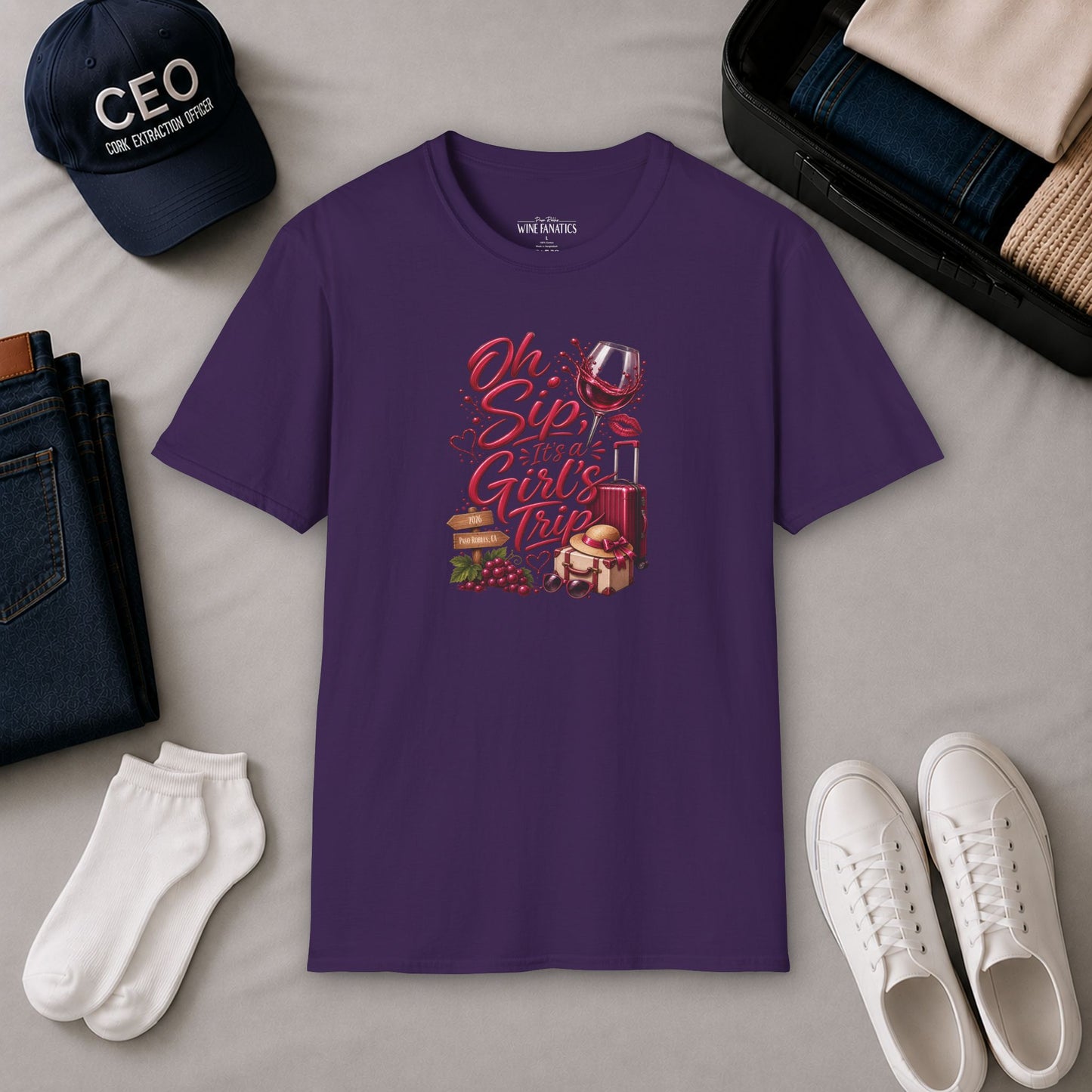 Oh Sip It's A Girl's Trip Personalized Crewneck Tee