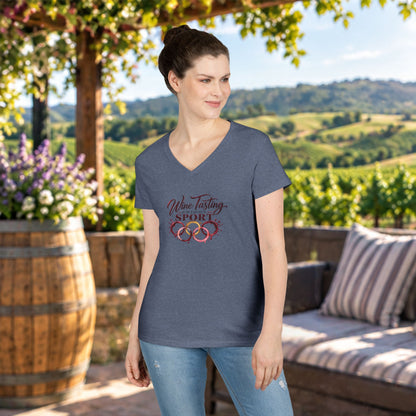 Wine Tasting Is My Favorite Sport Ladies V-Neck T-Shirt