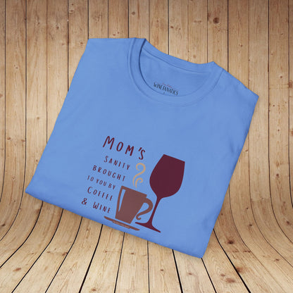 Mom's sanity brought to you by Coffee & Wine Personalized Tee
