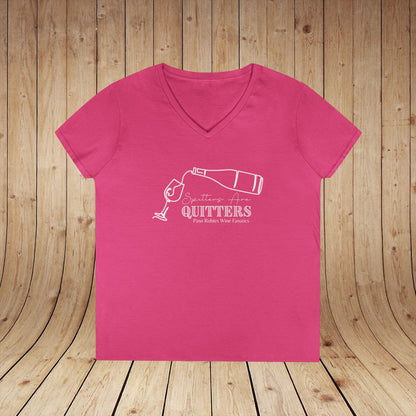 Spitters Are Quitters wine Ladies V-Neck  Tee