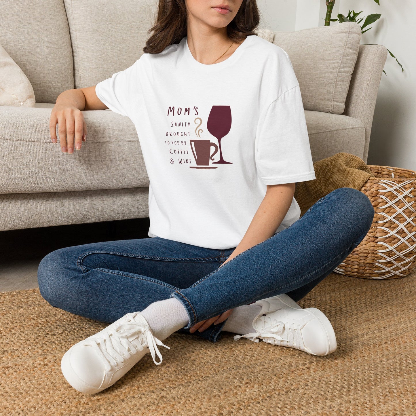 Mom's sanity brought to you by Coffee & Wine Crewneck Tee