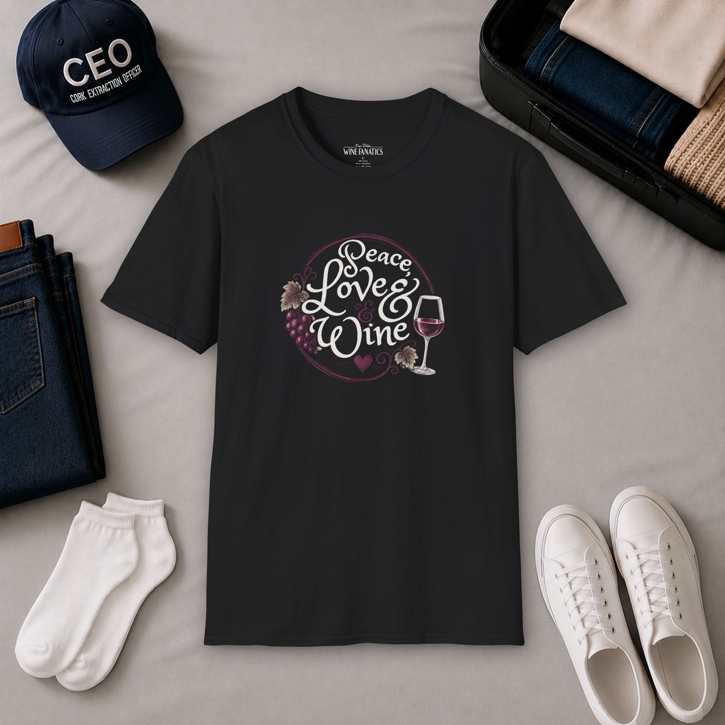 Peace, Love & Wine Crewneck Tee