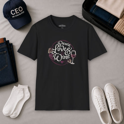 Peace, Love & Wine Crewneck Tee