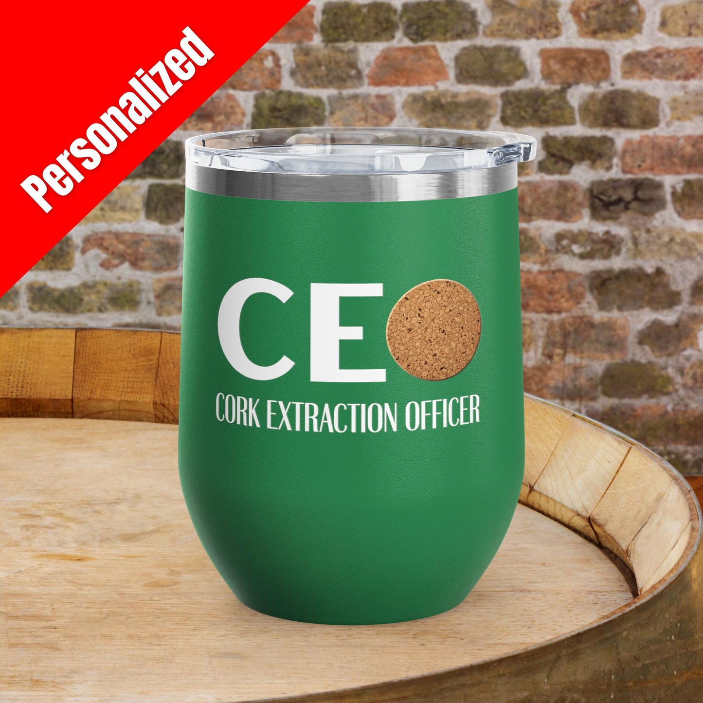 CEO Cork Extraction Officer Personalized 12oz Wine Tumbler