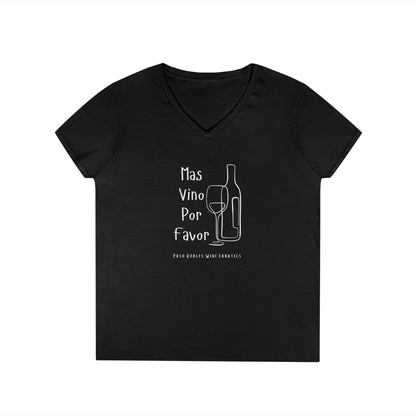 Mas Vino Por Favor Ladies V-Neck Tee