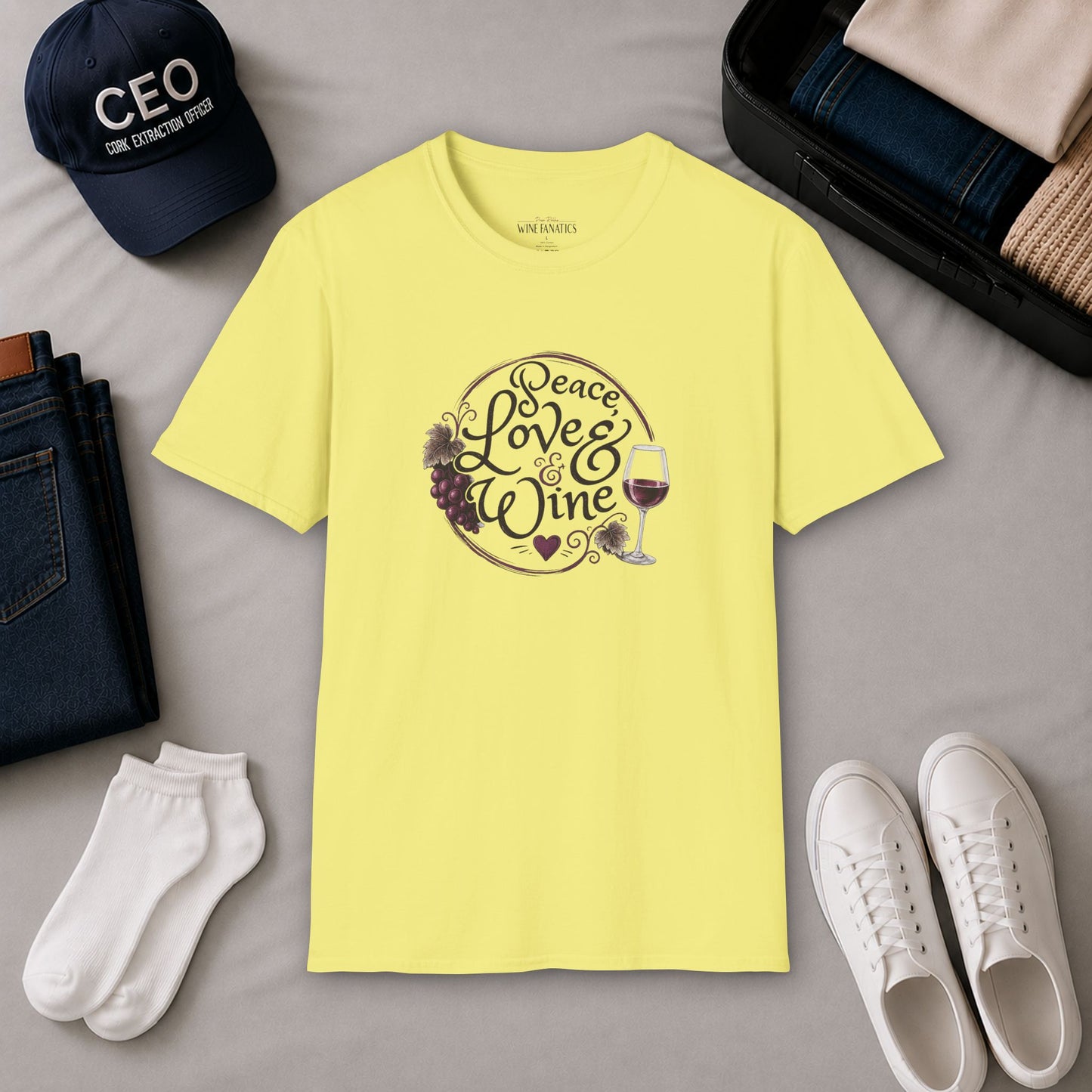 Peace, Love & Wine Crewneck Tee