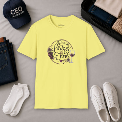 Peace, Love & Wine Crewneck Tee